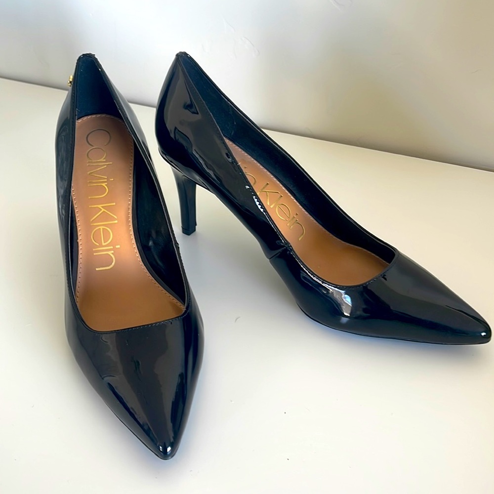 Calvin Klein NEW Black Patten Leather Heels